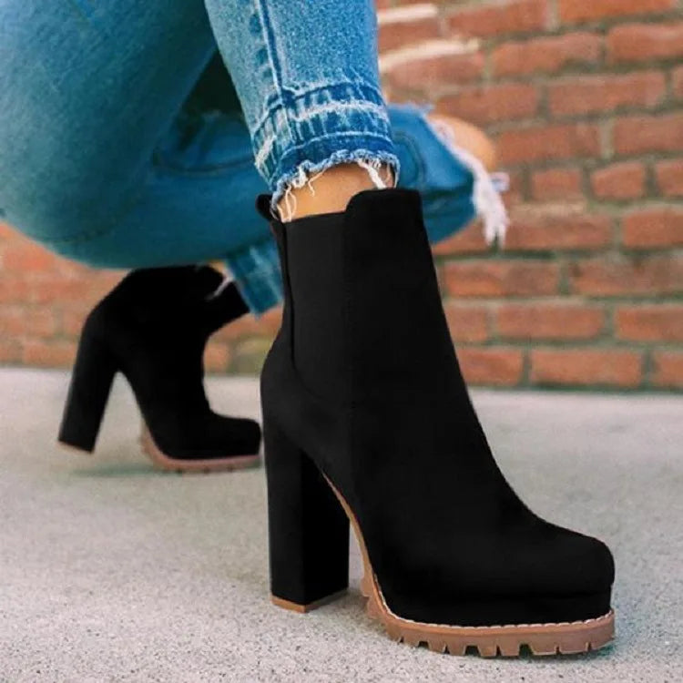 2023Women Shoes Ankle Boots Woman Sexy High Heels Pattern Chunky Heel Shoes Ladies  Female Open Toe Women's Sude Boots