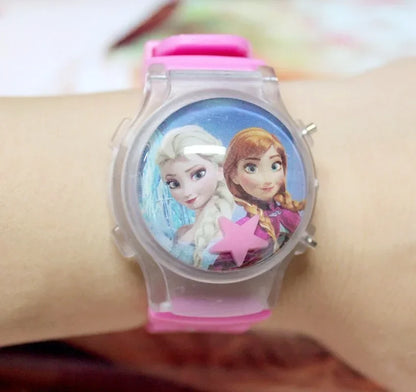 Frozen Spiderman Childrens Watch Fashion Cute LED Flash Silicone Digital Watch for Kids Girls Boy Cartoon Watches Toy Gift Clock