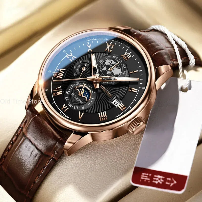 Watches Mens Top Brand Luxury Watch Calendar with Leather Band Fashion Business Quartz Wristwatch Casual Clock Relogio Masculino