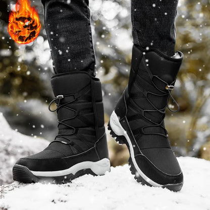 New Winter Men's Shoes Warm Plush Men's Boots High Top Couple Snow Boots Winter Outdoor Anti-Slip Ankle Boots Work Casual Boots