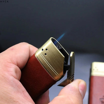 Hot Butane Gas Metal Windproof Turbo Torch Lighter Cigar Lighter Outdoor Portable Windproof Cigar High-flame Lighter Men's Gifts