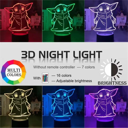 Disney Anime Baby Yoda 3D Night Light Toys Star Wars LED Cartoon Action Figures Model Table Lamp Children Toys Birthday Gifts