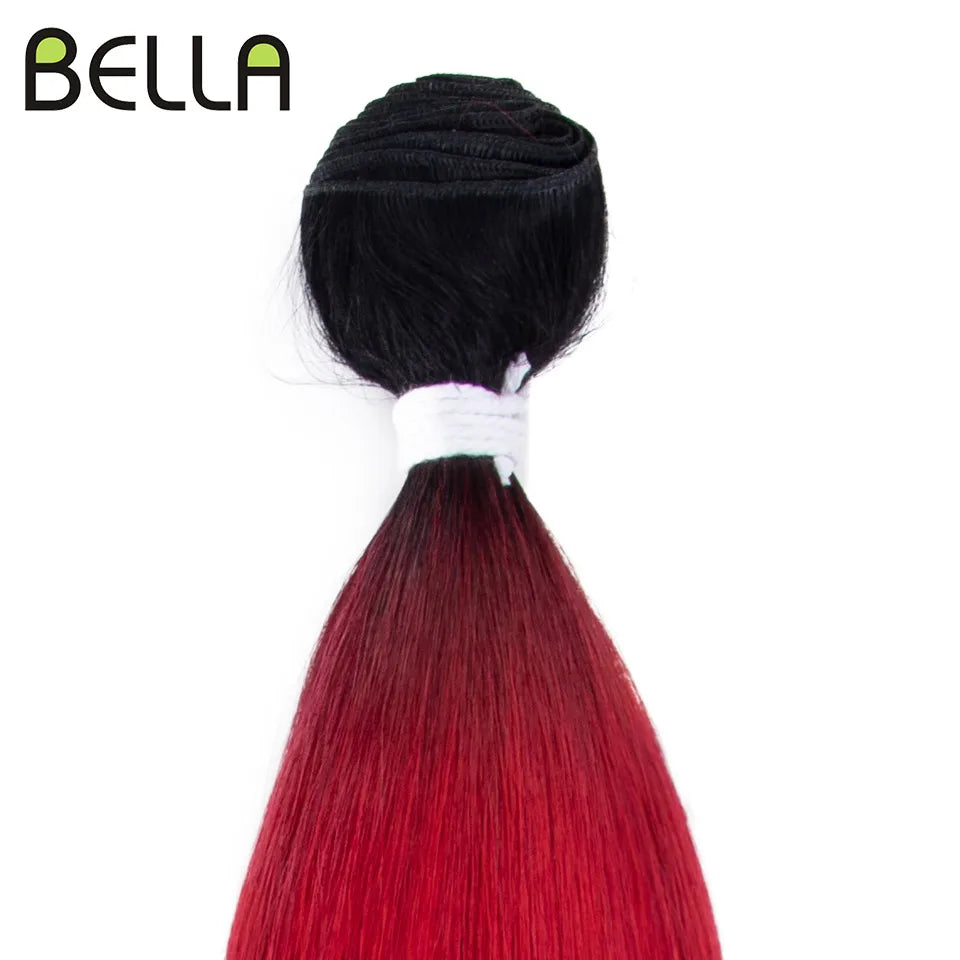 Bella Synthetic Hair Bundles 30 inch Salon Yaki Straight Hair Ombre Red Blonde High Temperature Fiber Ponytail Hair Extensions