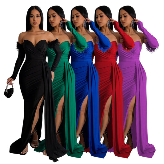 EINYOO Zevity Luxury Women's Mesh Diamonds Long Dresses See-through Senior Prom Party Wedding Vestidos Female Clothing Traf Y2k