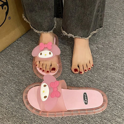 Sanrio Luminous Kuromi Slippers for Women Bathroom Wearing New Cartoon Melody Flash Fashionable and Cool LED Light Shoes