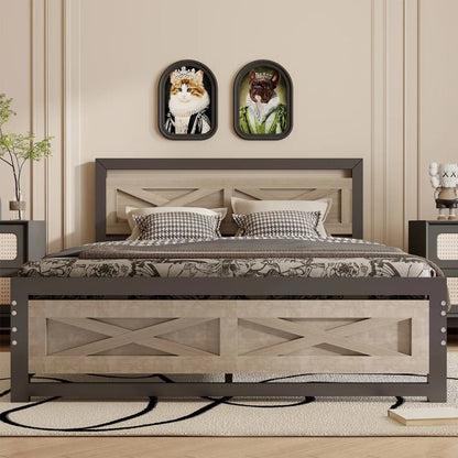 Platform Bed Frame with Headboard, Twin Size Bed bedroom furniture