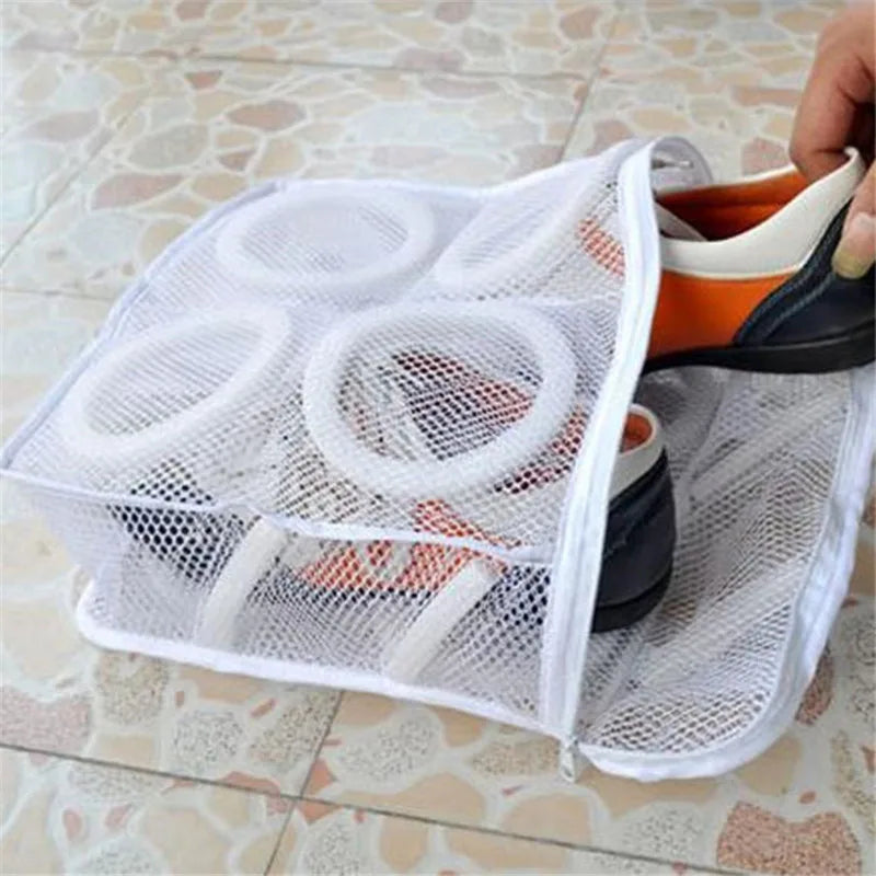 White Laundry Bag Organizer Bag For Shoe Mesh Laundry Shoes Bags Dry Shoe Home Organizer Portable Laundry Washing Bags