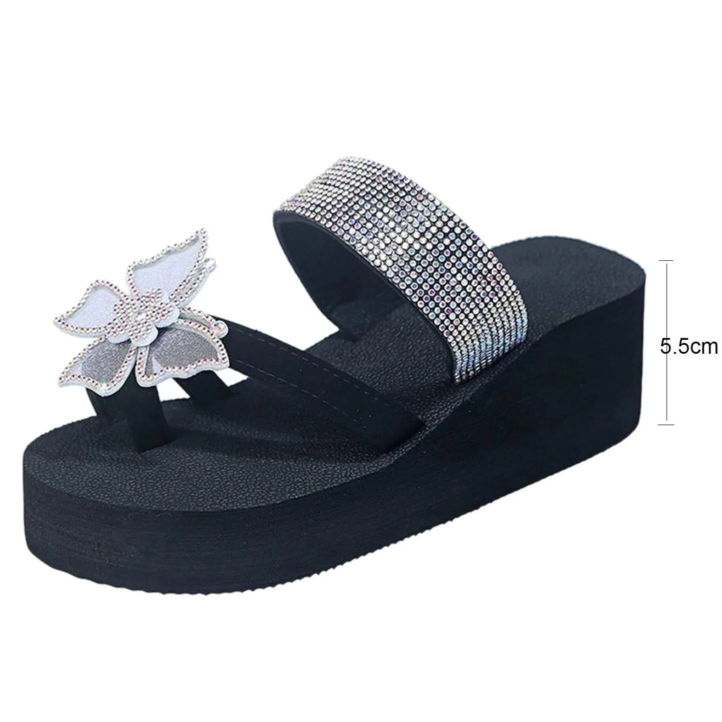 2023 Summer Women's Fashion Silver Rhinestone Flat Heel Sandals Bling Diamond Narrow Band Flip Flops Beach Casual Slippers Women