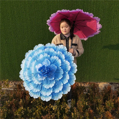 1/5pcs 70cm Retro Chinese Peony Flower Umbrella for Children Kids Dance Performance Props Wedding Decoration