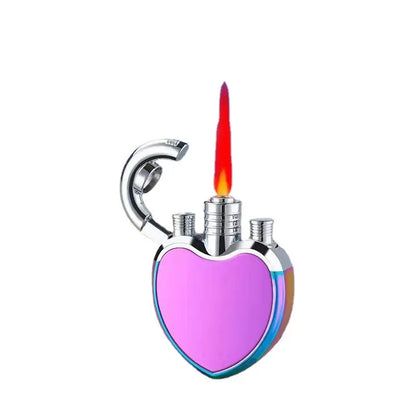 NEW Jet Lighter Love Heart Shape Butane Turbine Torch Lighter Red Flame 1300 C Windproof Inflatable Gas Lighter Gadget