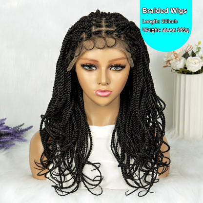 KIMA 20 Inches Twisted Synthetic Wig 9*6 Lace Front Wigs Square Box Braids Wig for Black Women With Baby Hair