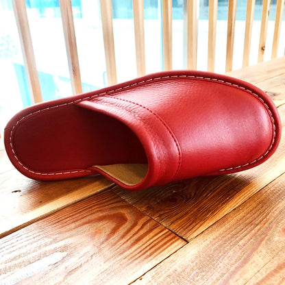 Unisex Leather Slippers for Women Men Large Size Indoor PU Leather Shoes Men's Odor-resistant Comfort Non-slip Couples Slides