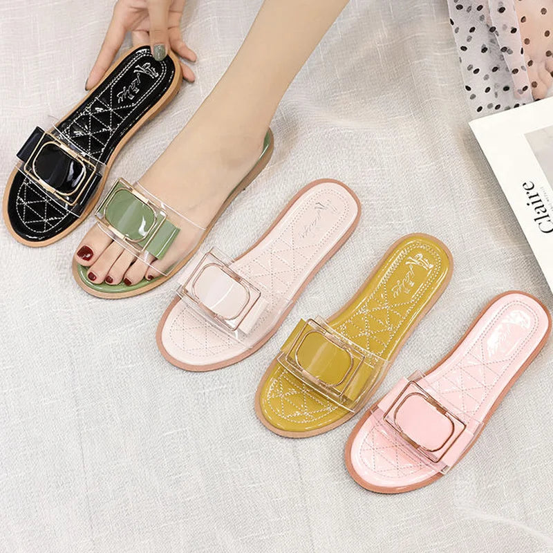 Luxury Slippers Woman Fashion Rhinestone Designer Slipper Flat Women's Sandals Novelties 2024 Comfortable Elegant Summer New Hot