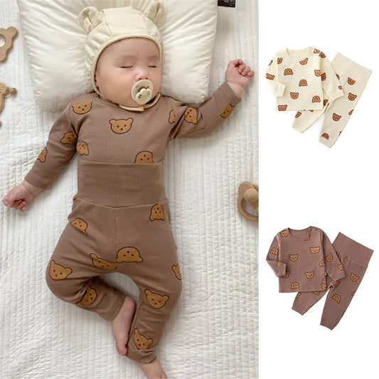 0-3T Newborn Kid Baby Boys Girls Clothes Set Long Sleeve Cotton Top and Pant Suit Pj Set Cute Sweet Sleepwear Pajamas Set Outfit