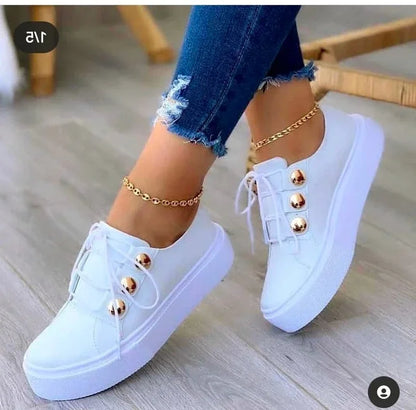 Summer New Women Shoes Fashion Round Toe Platform Shoes Plus Size 42 Casual Sneakers Lace Up Flats Woman Slip on Tennis Shoes