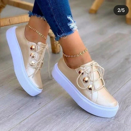 Summer New Women Shoes Fashion Round Toe Platform Shoes Plus Size 42 Casual Sneakers Lace Up Flats Woman Slip on Tennis Shoes