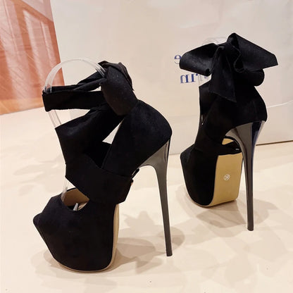 Liyke Black High Heels For Women 2024 Fashion Ankle Cross Strap Platform Pumps Sexy Peep Toe Party Dress Shoes Stiletto Sandals