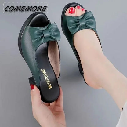 Luxury Women's Shoes Sandals Luxury Woman Summer Comfortable Slippers Butterfly-knot Flip Flops Thick Sole Mules Casual Footwear