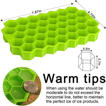 37 Cavity Honeycomb Ice Cube Trays Reusable Silicone Ice Cube Mold BPA Free Ice Maker with Removable Lids