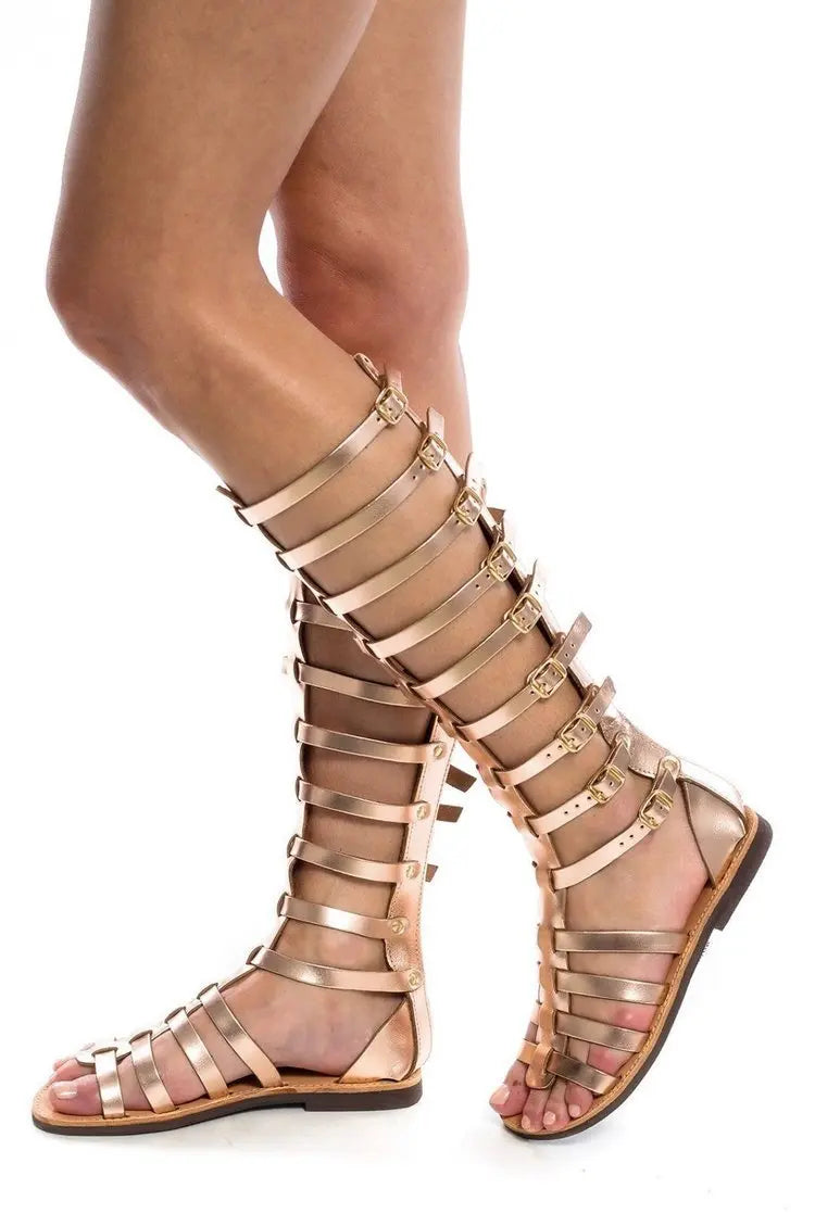 2022 Summer Roman Gladiator Bandage Sandals Women Causal Zip Flat Sandals Girls Summer Hollow Ankle Boot Beach Open Toe Shoes