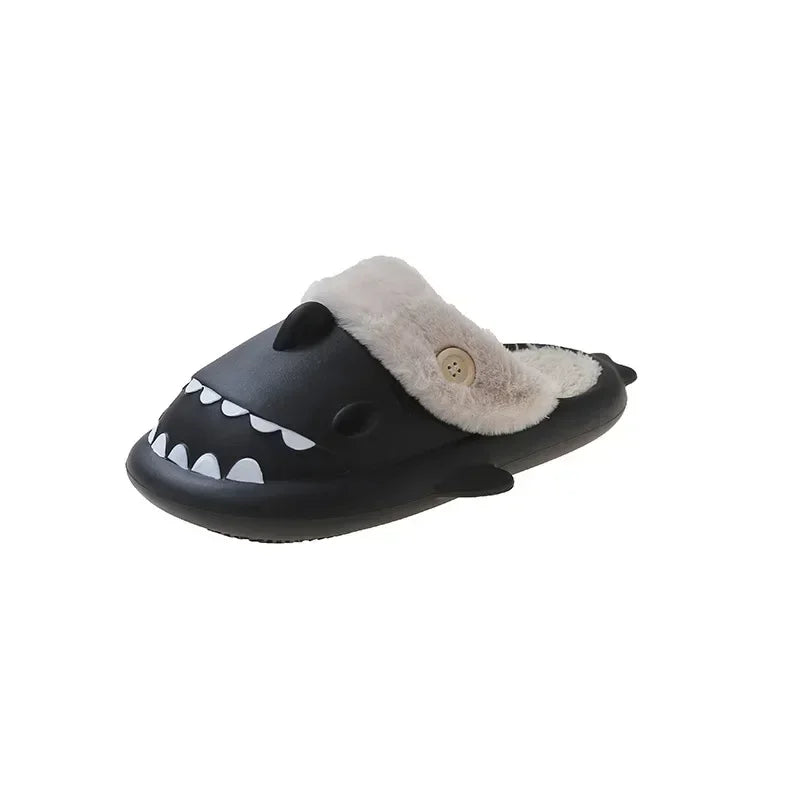 Shark Cotton Slippers Woman Waterproof Winter Indoor Couple Shoes Non-slip Slides Plush Warm Home Slides Flat Shark Flip Flops88