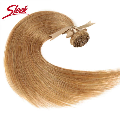 Sleek Honey Blonde 27 Color Mink Brazilian Natural Remy Straight Hair Weave Bundles 8 To 28 Inches Hair Extension