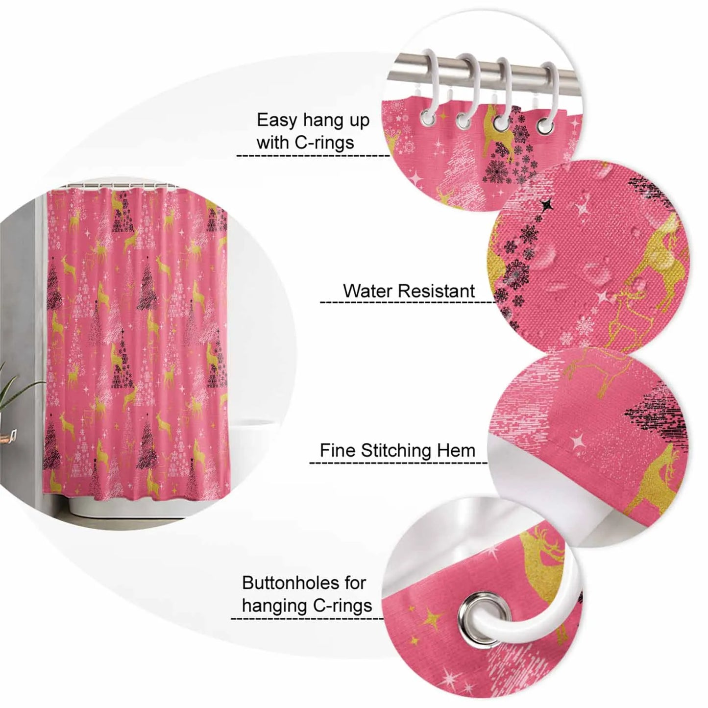 Christmas Tree StarsPolyester printed shower curtain bathroom set,luxurious curtainsabstract 4-piece setcoral fleece floor mat