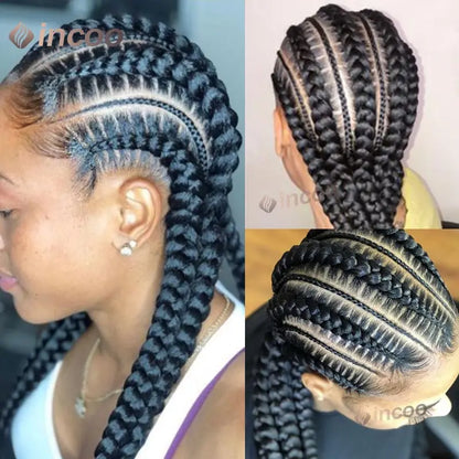 Synthetic Full Lace Braided Wigs 36" Lace Front Wigs Jumbo Box Braids Wig For Black Africa Women Knotless Cornrow Braiding Wigs