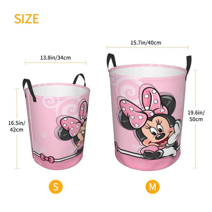 Custom Minnie Mouse Anime Cartoon Laundry Basket Collapsible Baby Hamper for Nursery Toys Organizer Storage Bins