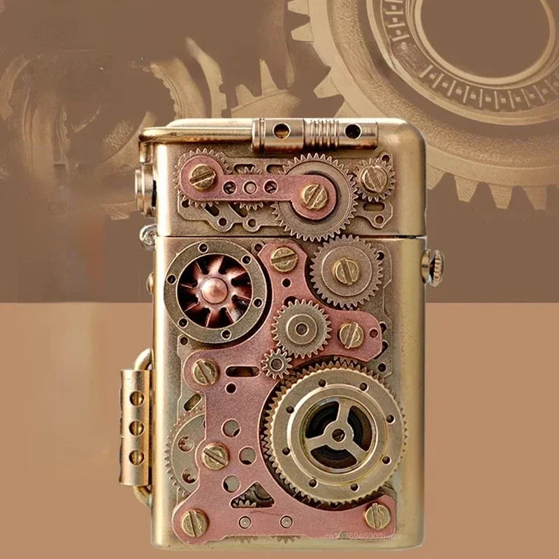 Zorro Personalized Mechanical Steampunk Lighter Creative Pure Copper Kerosene Lighter  Gear Linkage Cool Men's Gift