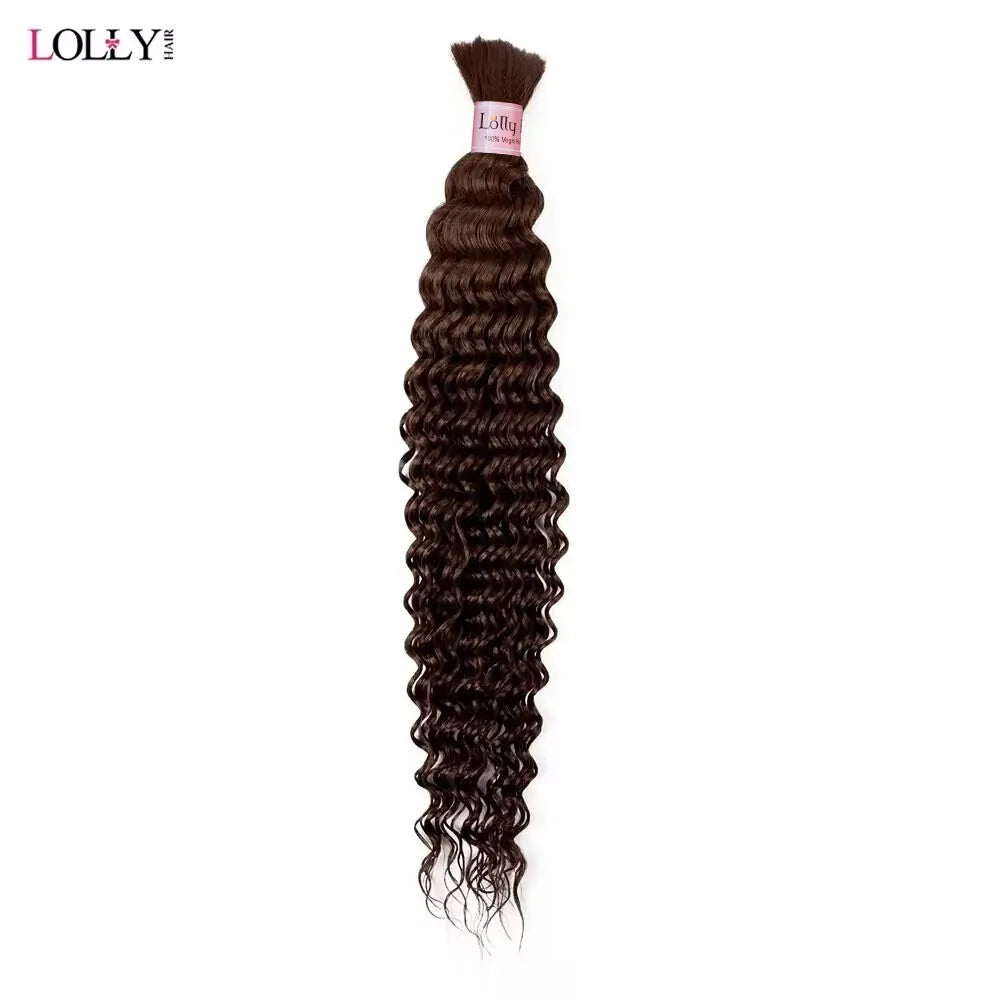 #4 Brown Bulk Human Hair For Braiding Chocolate Brown Deep Wave Human Hair Bundles No Weft Bundles For Women Hair Extension boho