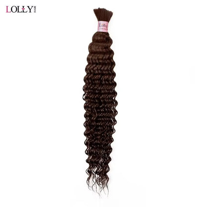 #4 Brown Bulk Human Hair For Braiding Chocolate Brown Deep Wave Human Hair Bundles No Weft Bundles For Women Hair Extension boho