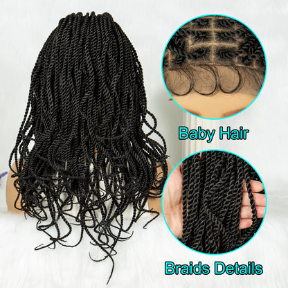 KIMA 20 Inches Twisted Synthetic Wig 9*6 Lace Front Wigs Square Box Braids Wig for Black Women With Baby Hair