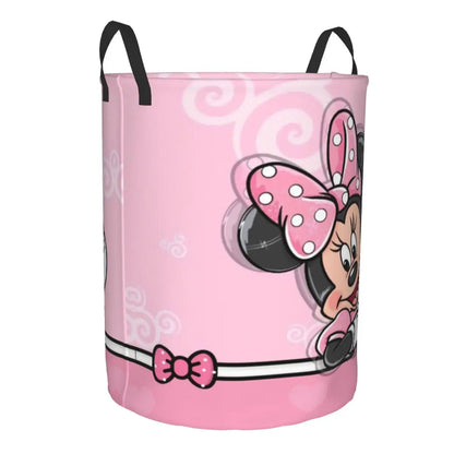 Custom Minnie Mouse Anime Cartoon Laundry Basket Collapsible Baby Hamper for Nursery Toys Organizer Storage Bins