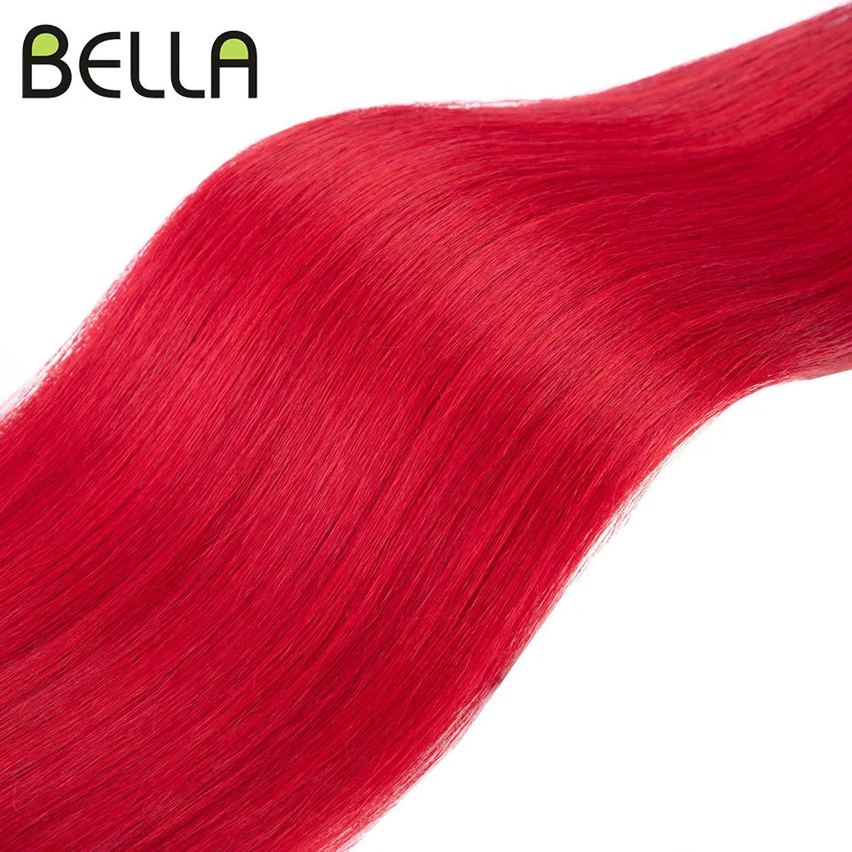 Bella Synthetic Hair Bundles 30 inch Salon Yaki Straight Hair Ombre Red Blonde High Temperature Fiber Ponytail Hair Extensions