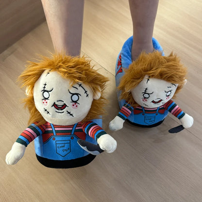 Highland Cow Halloween Michael Myers Chucky Plush Slippers Horror Ghostly Black Lord Devil Rabbit House Shoes Soft Funny Slipper