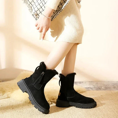 Winter Female Snow Boots Plus Velvet Shoes for Women Simple Ankle Boots Warm Womens Cotton Shoes New Large Size 43 Bottine Femme