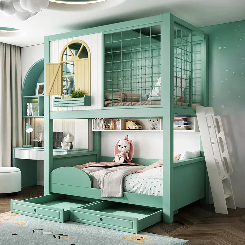 Children's furniture solid wood bunk bed two floors of boys' mother bed high and low mother-child high guardrail