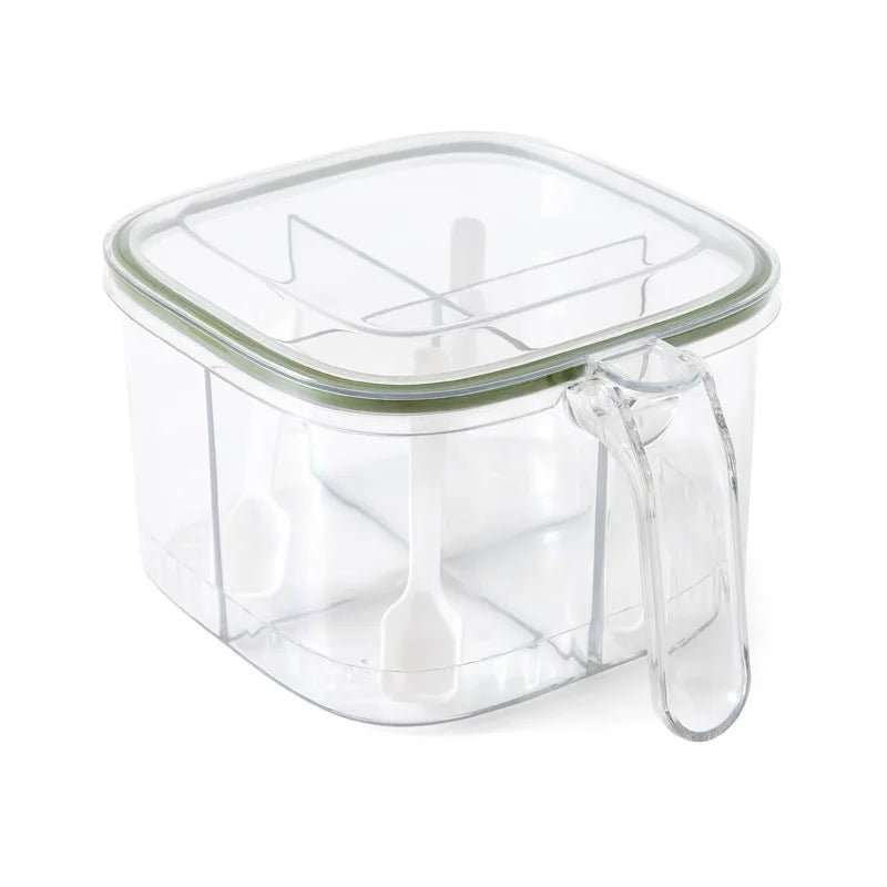 4 Grids Salt Pepper Seasoning Box Transparent Lid Spice Jar Chili Powder Sugar Bowl Condiments Storage Container Kitchen Gadgets