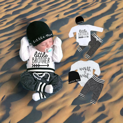 0-18Months Newborn Infant Baby Boy Clothes Cotton Sets Long Sleeve Romper Pant Hats Outfit 3Pcs Baby Warm Clothing