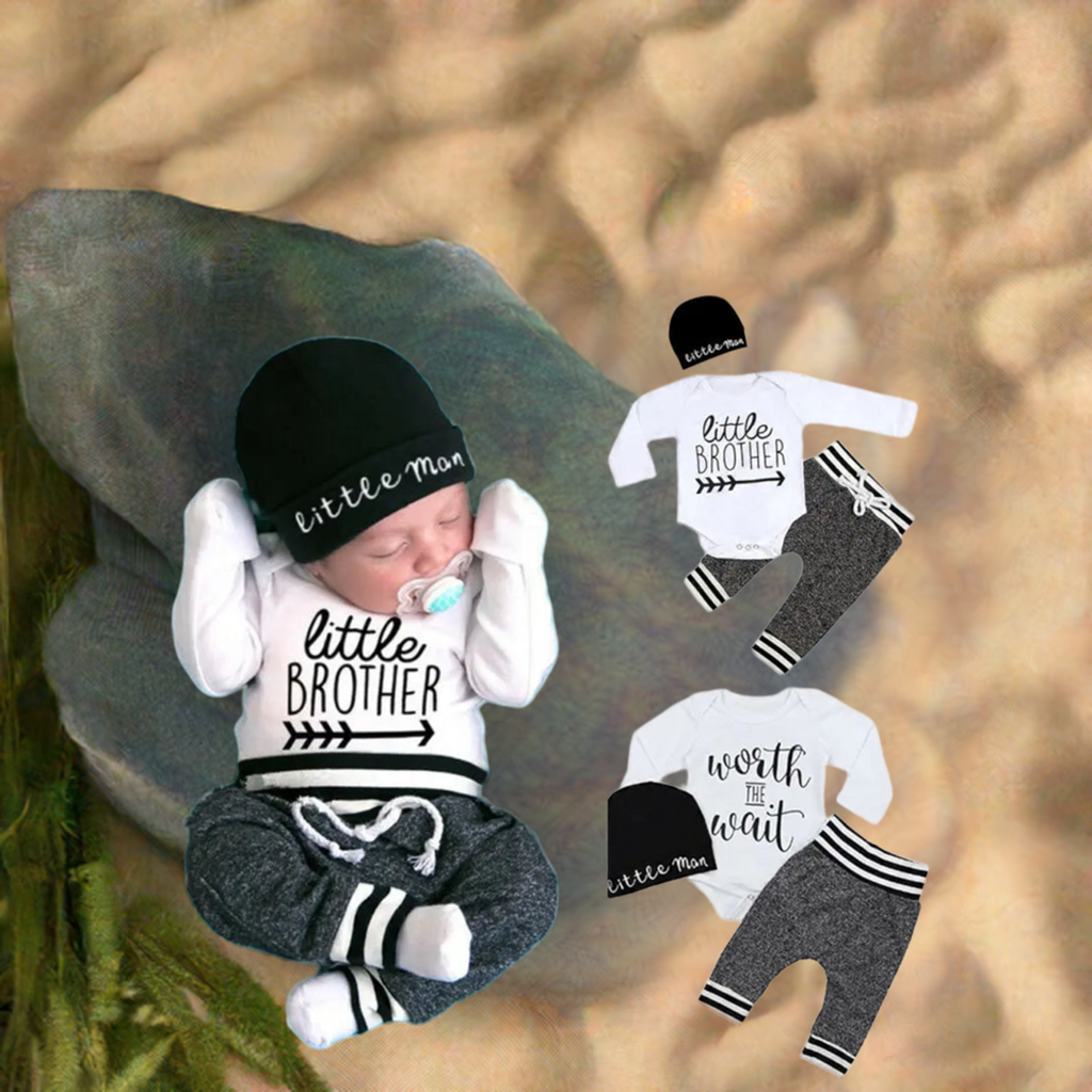 0-18Months Newborn Infant Baby Boy Clothes Cotton Sets Long Sleeve Romper Pant Hats Outfit 3Pcs Baby Warm Clothing